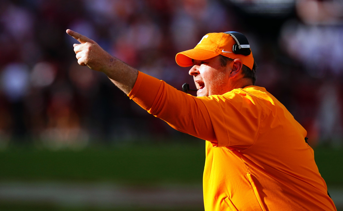 Tennessee Volunteers HC Josh Heupel during the loss to Alabama. (Photo by John David Mercer of USA Today Sports)